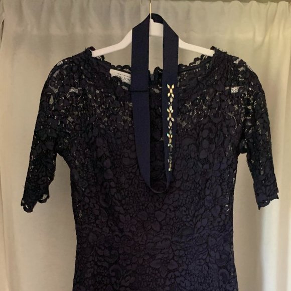 Teri Jon by Ricki Freeman Navy Lace Dress 3/4 sl - Picture 4 of 4